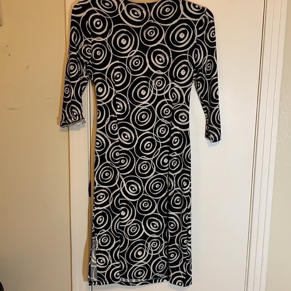 Ideology Black and White Swirl Faux Wrap Dress - Picture 2 of 6